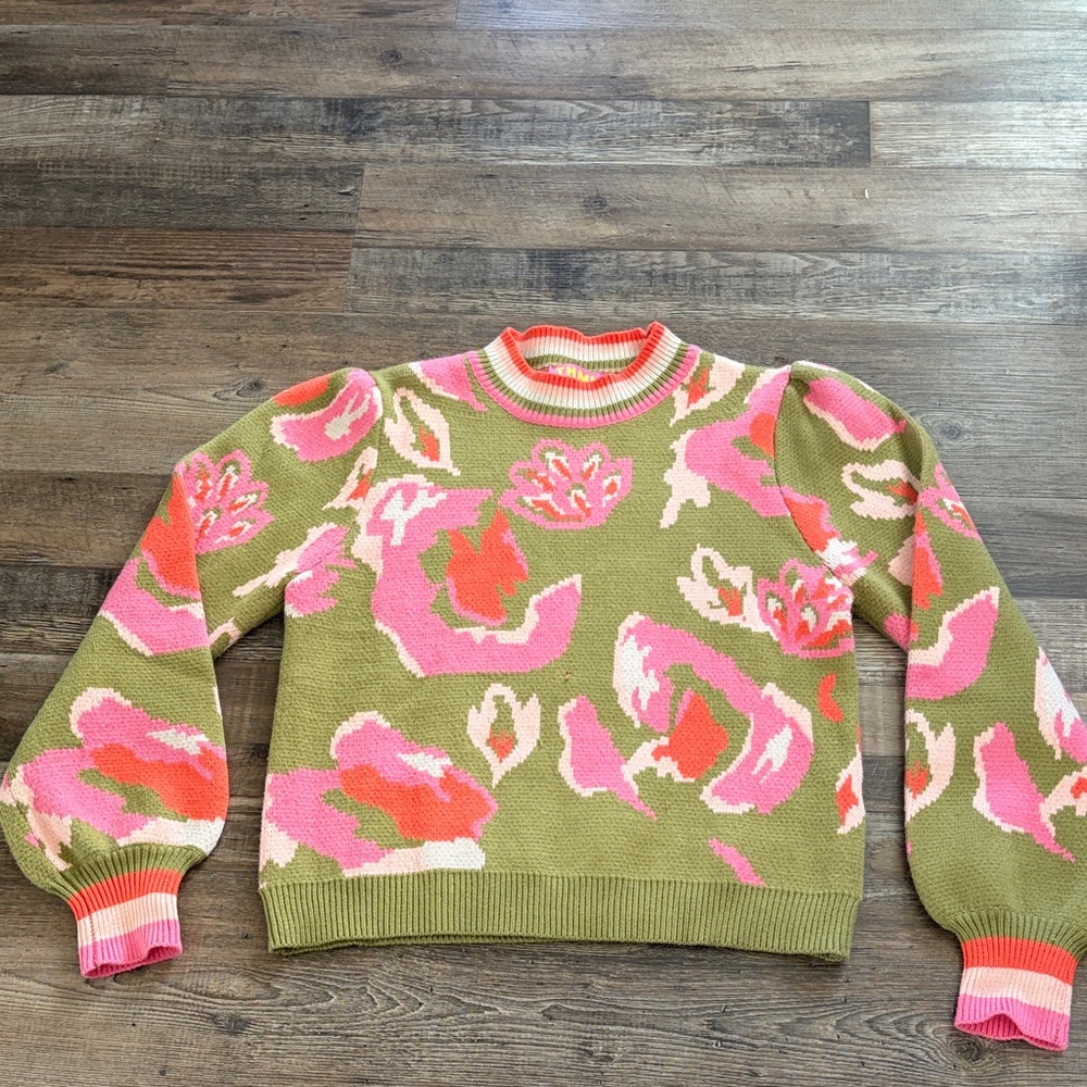 THML Pink & Green Floral Sweater